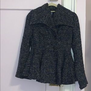 Free Peopoe navy tweed peplum jacket